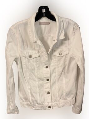 J.Crew Women’s Classic White Denim Jacket Silver Buttons Pockets Sz S